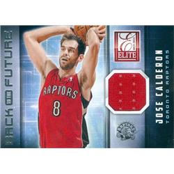 583494 Jose Calderon Player Worn Jersey Patch Basketball Card - Toronto Raptors 2014 Panini Elite Back to the Future - No.20