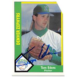 618491 Tom Edens Autographed Baseball Card - Denver Zephyrs, Brewers 1990 CMC Minor League Rookie - No.29
