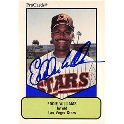 618544 Eddie Williams Autographed Baseball Card - Las Vegas Stars, San Diego Padres 1990 ProCards Minor League Rookie - No.19