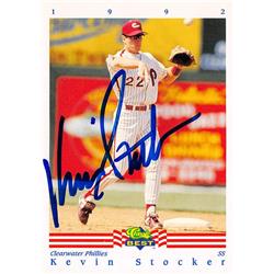 618584 Kevin Stocker Autographed Baseball Card - Clearwater Phillies 1992 Classic Best Rookie - No.76