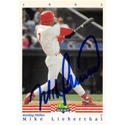 618586 Mike Lieberthal Autographed Baseball Card - Reading Phillies 1992 Classic Best Rookie - No.231