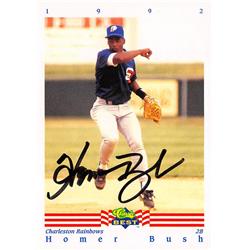 618610 Homer Bush Autographed Baseball Card - Charleston Rainbows, San Diego Padres 1992 Classic Best Rookie - No.52