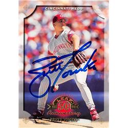 618673 Brett Tomko Autographed Baseball Card - Cincinnati Reds, SC 1998 Leaf - No.17