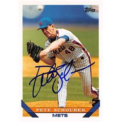 Pete Schourek autographed baseball card (New York Mets, SC) 1993 Topps #352 - Baseball Slabbed Autographed Cards