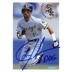 618852 Lance Johnson Autographed Baseball Card - Chicago White Sox, SC 1994 Fleer - No.85