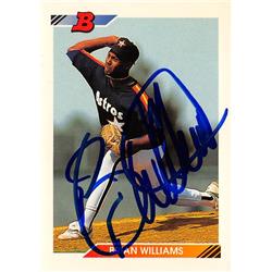 618892 Brian Williams Autographed Baseball Card - Houston Astros, SC 1992 Bowman - No.125