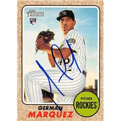 German Marquez autographed baseball card (Colorado Rockies) 2017 Topps Heritage #685 rookie - Baseball Slabbed Autographed Cards