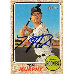 Tom Murphy autographed baseball card (Colorado Rockies) 2017 Topps Heritage #703 - Baseball Slabbed Autographed Cards