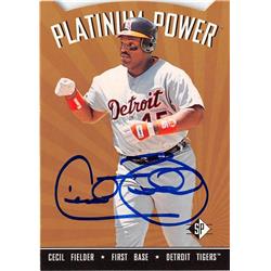 Cecil Fielder autographed baseball card (Detroit Tigers) 1995 Upper Deck #PP10 Platinum Power Die Cut Insert - MLB Autographed Baseball Cards