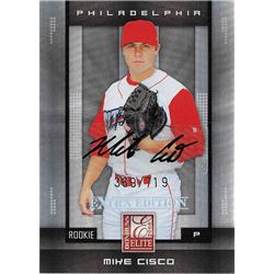 619509 Mike Cisco Autographed Baseball Card - 2008 Donruss Elite - No.195 Certified Philadelphia Phillies Minor League 67