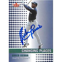 623057 Ruben Sierra Autographed Baseball Card - Seattle Mariners 2002 Fleer Changing Places - No.491