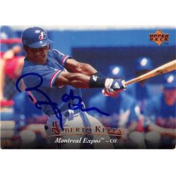 623121 Roberto Kelly Autographed Baseball Card - Montreal Expos 1995 Upper Deck - No.326