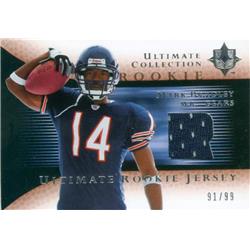 Mark Bradley Player Worn Jersey Patch Football Card - Chicago Bears 2005 Upper Deck Ultimate Collection Rookie - No.RJMB LE 91-99