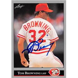 626230 Tom Browning Autographed Baseball Card - Cincinnati Reds 1992 Leaf - No.46