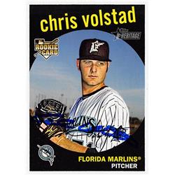 626418 Chris Volstad Autographed Baseball Card - Florida Marlins 2008 Topps Heritage Rookie - No.515