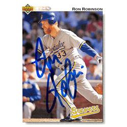 626488 Ron Robinson Autographed Baseball Card - Milwaukee Brewers 1992 Upper Deck - No.198