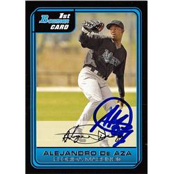 626511 Alejandro De Aza Autographed Baseball Card - Florida Marlins FT 2006 Bowman 1st Rookie - No.B8