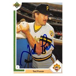 626516 Ted Power Autographed Baseball Card - Pittsburgh Pirates 1991 Upper Deck - No.450