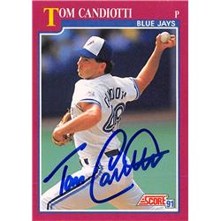 626630 Tom Candiotti Autographed Baseball Card - Toronto Blue Jays 1991 Score Traded - No.31T