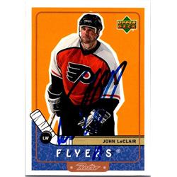 John LeClair Autographed Hockey Card - Philadelphia Flyers, FT 1999 Upper Deck Retro - No.58