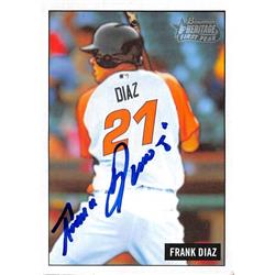 653345 Frank Diaz Autographed Baseball Card - Washington Nationals 2005 Bowman Heritage 1st Rookie - No.216