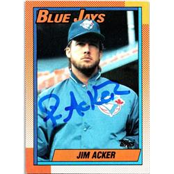 653510 Jim Acker Autographed Baseball Card - Toronto Blue Jays, SC 1990 Topps - No.728