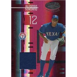 653558 Alfonso Soriano Player Worn Jersey Patch Baseball Card - Texas Rangers 2005 Leaf Certified Materials Refractor - No.7 LE 25-250