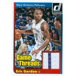 583301 Eric Gordon Player Worn Jersey Patch Basketball Card - New Orleans Pelicans 2015 Panini Donruss Game Threads - No.9