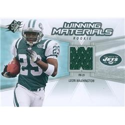 583338 Leon Washington Player Worn Jersey Patch Football Card - New York Jets 2006 Upper Deck Winning Materials Rookie - No.WMRWA -  Autograph Warehouse