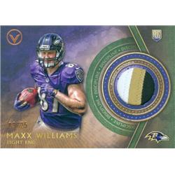 583382 Maxx Williams Player Worn Jersey Patch Football Card - Baltimore Ravens 2015 Topps Valor Rookie - No.VPMW LE 9-25
