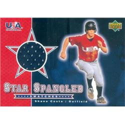 583616 Shane Costa Player Worn Jersey Patch Baseball Card - Team USA 2002 Upper Deck Star Spangled Rookie - No.SSSC