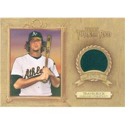 583661 Travis Buck Player Worn Jersey Patch Baseball Card - Oakland Athletics 2007 Topps Turkey Red - No.TRRTB