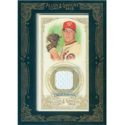 583666 Jordan Zimmerman Player Worn Jersey Patch Baseball Card - Washington Nationals 2012 Topps Allen & Ginters - No.AGRJZ