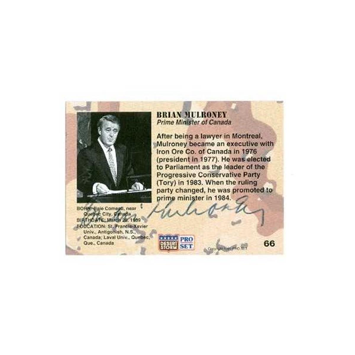 584572 Brian Mulroney Signed Trading Card - Canada