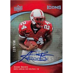 585101 Andre Brown Autographed Football Card - NC State Wolfpack 2009 Upper Deck ICONS Rookie - No.134 LE 119-150