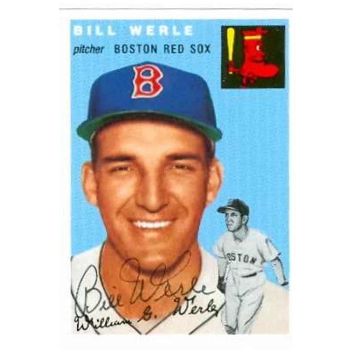 585261 Bill Werle Autographed Baseball Card - Boston Red Sox 1954 Topps Archive