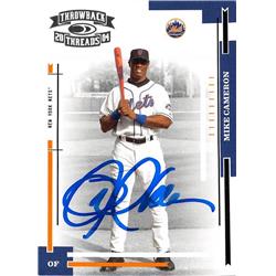 586765 Mike Cameron Autographed Baseball Card - New York Mets 2004 Throwback Threads - No.127