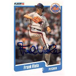 586840 Frank Viola Autographed Baseball Card - New York Mets SC 1990 Fleer - No.218
