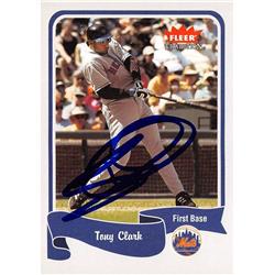 586932 Tony Clark Autographed Baseball Card - New York Mets SC 2004 Fleer Tradition - No.320