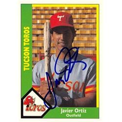 618503 Javier Ortiz Autographed Baseball Card - Tucson Toros, Astros 1990 CMC Minor League Rookie - No.617