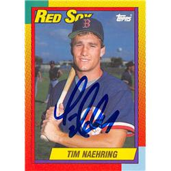 618687 Tim Naehring Autographed Baseball Card - Boston Red Sox, SC 1990 Topps Traded - No.79T