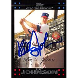 618723 Kelly Johnson Autographed Baseball Card - Atlanta Braves, SC 2007 Topps - No.331