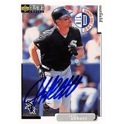 618789 Jeff Abbott Autographed Baseball Card - Chicago White Sox, SC 1998 Upper Deck Diamond Debut - No.62