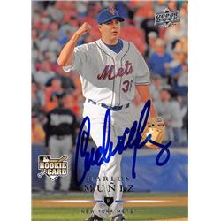 Carlos Muniz autographed baseball card (New York Mets, SC) 2008 Upper Deck Rookie #331 - MLB Autographed Baseball Cards