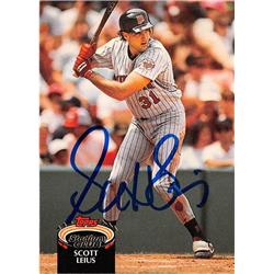 619158 Scott Leius Autographed Baseball Card - Minnesota Twins 1992 Topps Stadium Club - No.350