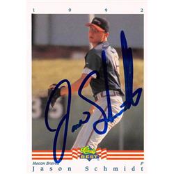 Jason Schmidt autographed baseball card 1992 Classic Best #260 (Macon Braves Minor League 67) - Baseball Slabbed Autographed Cards