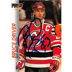 619719 Bruce Driver Autographed Hockey Card - New Jersey Devils, SC 1992 Pro Set - No.99