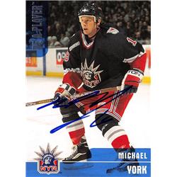 Michael York Autographed Hockey Card - New York Rangers, SC 1999 In the Game Be a Player - No.327