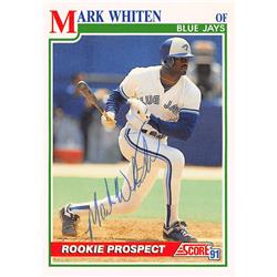 621334 Mark Whiten Autographed Baseball Card - Toronto Blue Jays, 67 1991 Score Rookie Prospect - No.358 Ballpoint