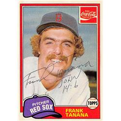 621358 Frank Tanana Autographed Baseball Card - Boston Red Sox, 67 1981 Topps Coca Cola - No.7 Ballpoint